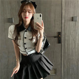 Yipinpay Sleeve Tweed Coat Slim Cardigan Design Niche Black Irregular Women Jacket Summer Crop Top Shirts for Women Blusas Mujer