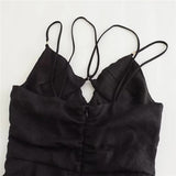 Yipinpay Cut Out Long Dress Women Black Backless Slip Dress Woman Ruched Sexy Summer Dresses For Women 2023 Evening Party Dresses