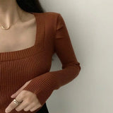 Yipinpay Sueter Mujer Pullover Black White Striped Sweater Women Wild Square Full Sleeve Y2k Clothes Knitted Top Spring Retro
