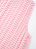 Yipinpay Pleated Chiffon Blouses Women Sleeveless Pink Top Female Loose Summer Blouses Woman 2023 Fashion Elegant Chic Woman Top