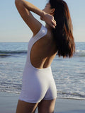 Yipinpay Basic Backless Sexy Rompers Playsuit Women Short Sleeve Bodycon Summer Jumpsuits Femme Beach Party One Piece Outfits