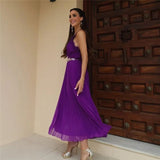 Yipinpay Pleated Backless Dress Woman Purple Slip Long Dress Women Ruffle Sexy Summer Dresses Elegant Party Dresses For Women 2023