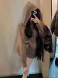 Yipinpay Autumn Winter Loose Hooded Clothing Woman Korean Fashion Knitted Sweater Casual Outwear Pure Color Elegant Pullover Chic