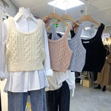 Yipinpay Outwear Top Jersey Chalecos Para Mujer Korean Crop Twists Sweaters Vest Black Grey Tanks Camis Knit Vest Tops V Neck