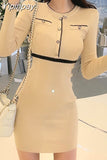 Yipinpay Bodycon O-Neck Short Sleeve Knitted Dress Women Elegant Party korean Fashion Office Lady Summer Sundress 2023 Robe Femme