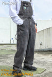 Yipinpay Men Denim Jumpsuit Straight Jeans Hip Hop Big Pocket Wide Leg Cargo Pants Fashion Casual Loose Male's Rompers Trousers