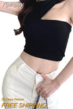 Yipinpay Women Tanks Crop Tops with Solid Color, Sexy Skinny Version Irregular Casual Style Summer Clothing Club Wear