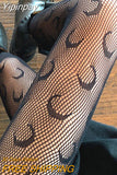 Yipinpay Womens Y2K Vintage Sexy Sheer Fishnet Tights Glitter Cute Pattern/Rhinestone Stockings High Waist Pantyhose