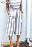 Yipinpay Women's Clubwear Playsuit Striped Loose Casual Party Jumpsuit & Romper Chiffon Long Trousers Backless Cut Out Romper Summer 2023