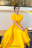 Yipinpay Yellow Dress Vestidos De Mujer Y2k Dress Femme Maxi Dresses for Women Casual Feminino Short Sleeve White Dress