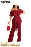 Yipinpay Off The Shoulder Slash Neck Overalls Jumpsuits Loose Jumpsuits For Women Rompers Lady Club Big Size Female Vestidos