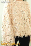Yipinpay Fashion Oversized Sweater Pullover Sweet Sequin Sweater Y2k Clothes Pull Femme Long Sleeve Top Grunge Knitted