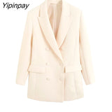 Yipinpay Newest Spring Autumn Women Vest Pant Sets 2023 Suit Office Outfits Pockets Jackets Wide Leg Trousers Basic Zipper Long Pant
