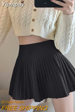 Yipinpay Elegant Woolen Pleated Mini Skirt Women Cute Autumn Winter 2023 Korean Fashion High Waist Solid A-line Sexy Short Skirts