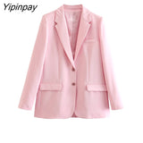 Yipinpay 2 Piece Set for Women 2023 New Fashion Long Sleeve Oversized Solid Suits High Waisted Baggy Wide Leg Suits Pants Set