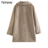 Yipinpay Winter Thicken Faux Fur Coat 2023 Fleece Solid Cardigan Jacket Female Coat Women Overcoat Casual Warm Plush Mujer Chaqueta