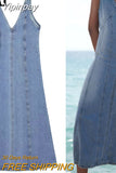 Yipinpay Blue Denim Dress Woman Sleeveless Long Dress Women Straps Midi Casual Dresses For Women Summer 2023 Holiday Dresses