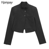 Yipinpay Spring Women Solid Blazer Coat 2023 Fashion Office Lady Slim Single Breasted Jacket Vintage Long Sleeve Outerwear Tops 0406