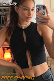 yipinpay Crop Top Cut Out Top Women Sleeveless Sexy Tank Top 90s Solid Slim Drawstring Vest O Neck Camis Fairycore Y2K Clothes