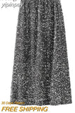 yipinpay Elegant Long Straight Skirts Women Sequins Split Luxury Vintage Office Ladies High Waist Pencil Skirt Korean Fashion