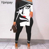 Yipinpay Women Chic Diagonal Collar Asymmetrical Skinny Pants casual Pants Sets