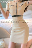 Yipinpay Bodycon O-Neck Short Sleeve Knitted Dress Women Elegant Party korean Fashion Office Lady Summer Sundress 2023 Robe Femme
