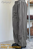 Yipinpay Cargo Pants Women Y2K Vintage Streetwear Wide Leg Sweatpants 2023 Casual Female Baggy Joggers Side Striped Trousers