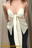 Yipinpay Chic Twist Knot Spagehtti Straps Camisoles Women Summer Sleeveless Low Cut V Neck Sling Vest Top Party Casual Streetwear