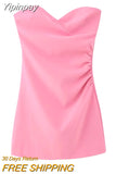 Yipinpay Pink Corset Dress Woman Off Shoulder Short Dresses For Women Strapless Backless Sexy Mini Dress 2023 Summer Party Dresses