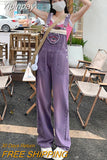 Yipinpay Purple Retro Overalls Baggy Jeans For Women's Fashion Summer Casual Female Romper Jumpsuit Denim Trousers Loose Pants Korean