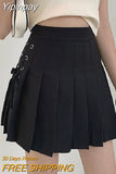 Yipinpay Kawaii Sexy Pleated Skirt Women Cute Lace-up A-line Mini Skirt High-waisted Harajuku Summer Korean Style School Uniforms