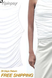 Yipinpay White Crop Top Women Ruched Sleeveless Tank Top Y2k Streetwear Sexy Tops Woman Fashion 2023 Beach Summer Going Out Tops