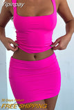 Yipinpay Two-Piece Vest and Skirt Suits for Women 2023 Summer Party Night Clubwear Outfit Sleeveless Crop Tank Tops+Bodycon Skirt