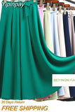Yipinpay Women Vintage Suit Skirt With Belt Elegant Korean 2023 Casual Fashion Elastic Waist A-line Midi Skirts Office Ladies