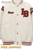 Yipinpay Letter Pattern Flocking Embroidery Jackets And Coats Men Y2K Street Hip-Hop Retro Baseball Uniform Couple Casual Jacket