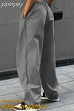 yipinpay Pants Y2K Clothes Loose Drawstring Low Waist Joggers Trousers Women Casual Outfits Streetwear Baggy Wide Leg Sweatpants