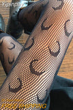 Yipinpay Womens Y2K Vintage Sexy Sheer Fishnet Tights Glitter Cute Pattern/Rhinestone Stockings High Waist Pantyhose