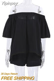 Yipinpay White Cotton Vacation Outfits With Shorts Slash Neck Lace Blouse And Hot Pants Two Pieces Sets 2023 Shorts Sets Lady