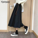 Yipinpay A-line Skirt Women Spring and Summer 2023 New High Waist Medieval Skirt Girl Mid Length Female Harajuku Skirt