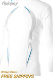 Yipinpay Men Sports Shirt Round Neck Long Sleeve Elastic Quick Drying Tops Fitness Running Casual Clothing Breathable Comfortable