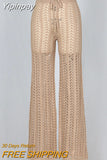 Yipinpay Hollow Out Knitted High Waist Sexy Pants Women Fashion Crochet Loose Autumn Trousers Women Cotton Casual Ladies Pants