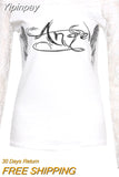 Yipinpay Women Lace T-shirts Autumn Winter 2023 Top Clothing Gothic Vintage Sexy Aesthetic y2k Off Shoulder Long Sleeve Top Streetwear