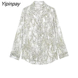 Yipinpay New Summer Women Animal Print Shirt Pants Sets 2023 Turn-Down Collar Soft Blouse Casual Elastic Waist Pants Outwear