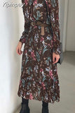 Yipinpay Chiffon Floral Dress Maxi v Neck Long Sleeve Flower Retro Elegant Korean Summer Beach Vestidos Primavera Verano 2023
