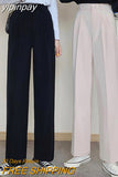 yipinpay Suit Pants for Women Elegant Slim Casual Loose Back Elastic Band Ladies Pants Korean Fashion Luxury Black Trousers