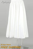 Yipinpay Spring Summer Elegant White Skirt High Waist Ball Gown Women Midi Skirts Pleated A-Line Loose Female Fashion 2023