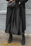 Yipinpay Spring Summer Elegant White Skirt High Waist Ball Gown Women Midi Skirts Pleated A-Line Loose Female Fashion 2023