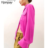 Yipinpay 2023 Spring Casual Long Sleeve Solid Women Basic Shirt Korea Style Pocket Button Woman Tunic Blouse Female Clothing Tops
