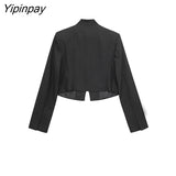 Yipinpay Spring Women Solid Blazer Coat 2023 Fashion Office Lady Slim Single Breasted Jacket Vintage Long Sleeve Outerwear Tops