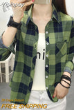 Yipinpay Spring Plaid Printed Wmen's Shirt Korean Fashion Inside Top Cardigan Oversized Long-sleeved Blouses Woman Shirts Button Up